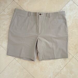 Paul Fredrick Khaki Flat Front Dress Shorts Cuffed Hem Size 40